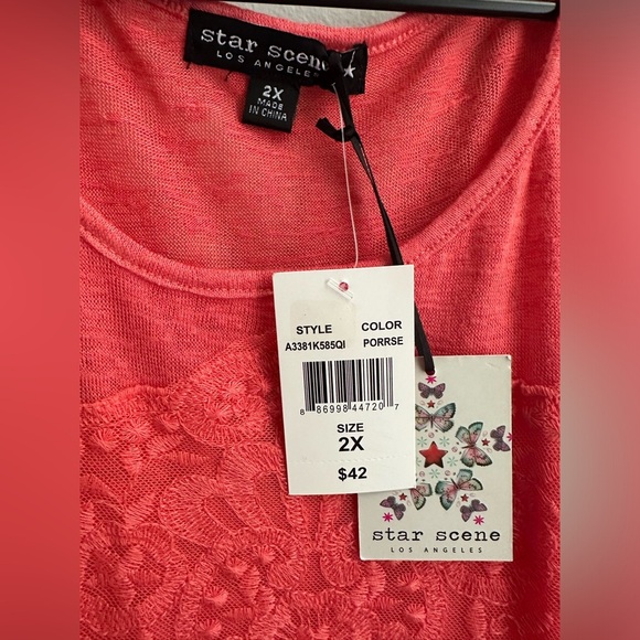 Star Scene Women Crochet Inset Tank Top Size 2X - Picture 4 of 7